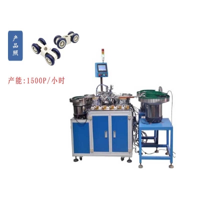 Automatic assembly machine for hanging wheel of door and window