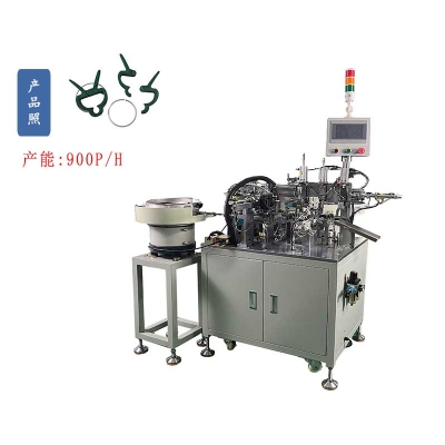 Automatic assembly machine for round spring plastic clip